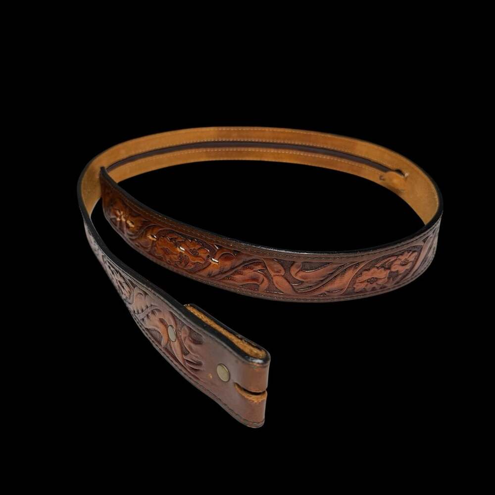 Silver Creek Collection Floral Tooled Leather Western Belt Size 38